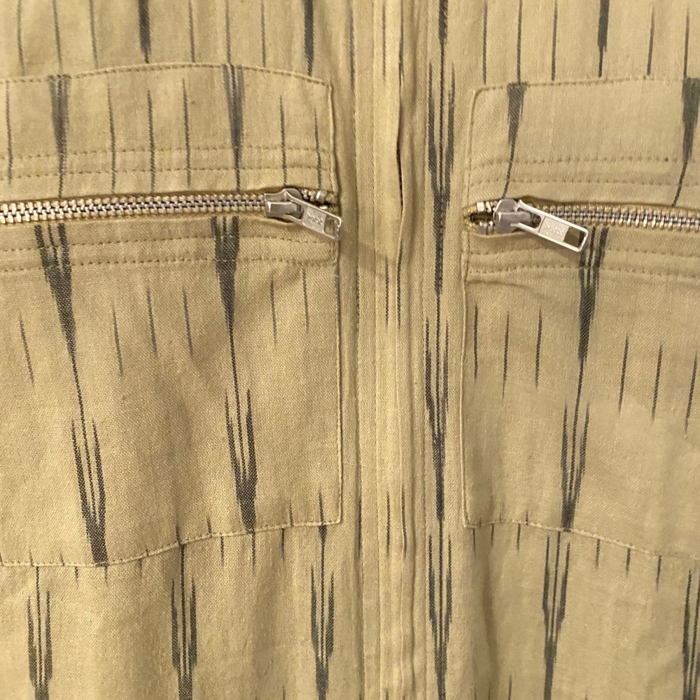 Jens Pirate Booty Womens Ikat Print Zip Front Romper Olive Cotton Sz Large - Picture 4 of 9